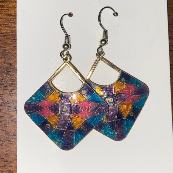 Vintage Cloisonne Dangle Earrings - Picture 1 of 3